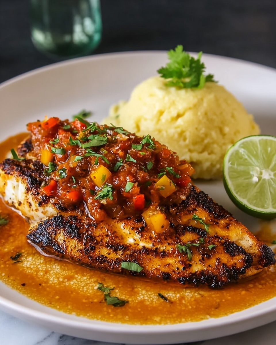 Blackened Fish and Cheese Grits: A Classic Southern Spicy Fish Dish Recipe - Recipe Image
