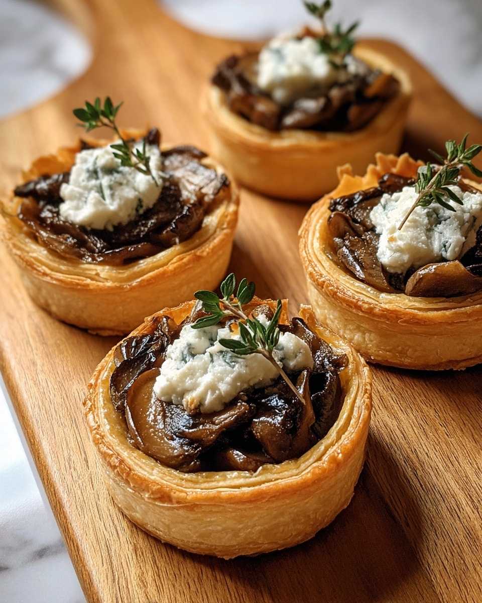 Mushroom Shallot and Herbed Goat Cheese Tarts Recipe - Recipe Image