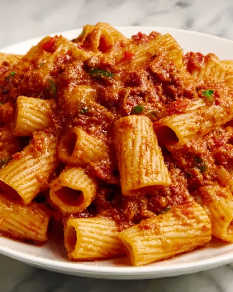 Delicious Spicy Rigatoni Pasta Recipe - Recipe Image