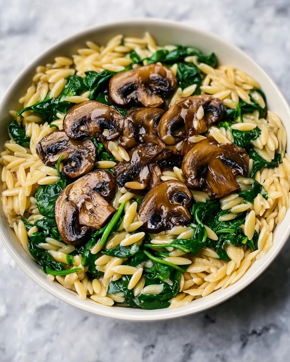 Easy Orzo Pasta with Mushrooms & Spinach Recipe - Recipe Image