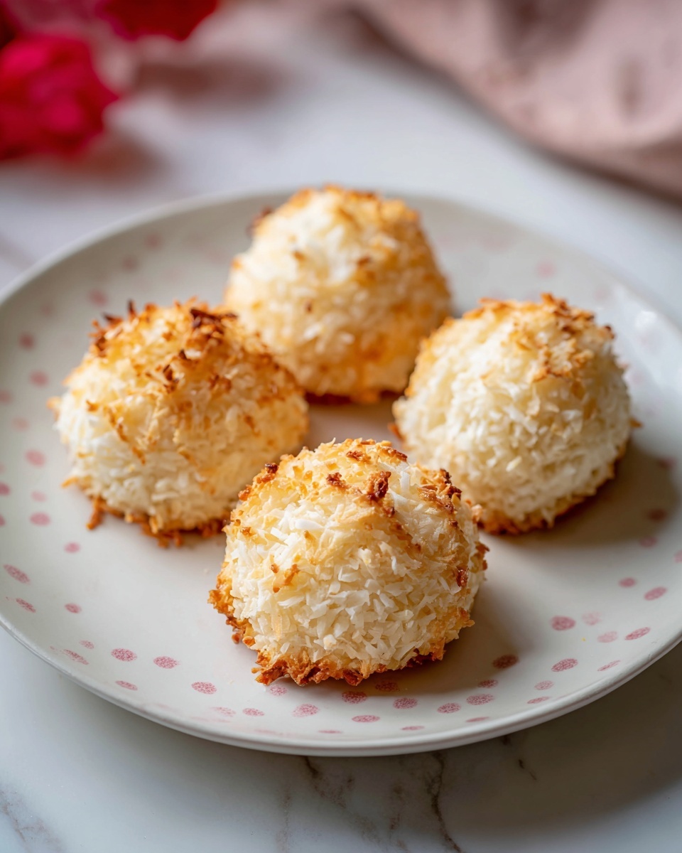 Chocolate-Dipped Coconut Macaroons with Heart-Shaped Sprinkles Recipe - Recipe Image