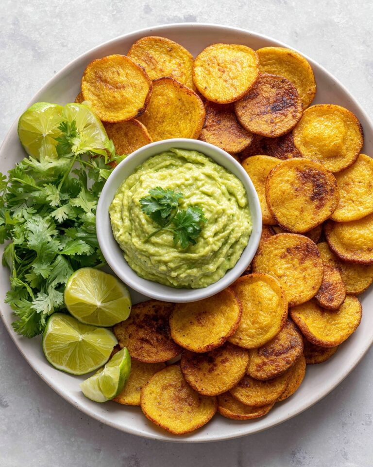 Baked Plantain Chips with Guacamole Recipe