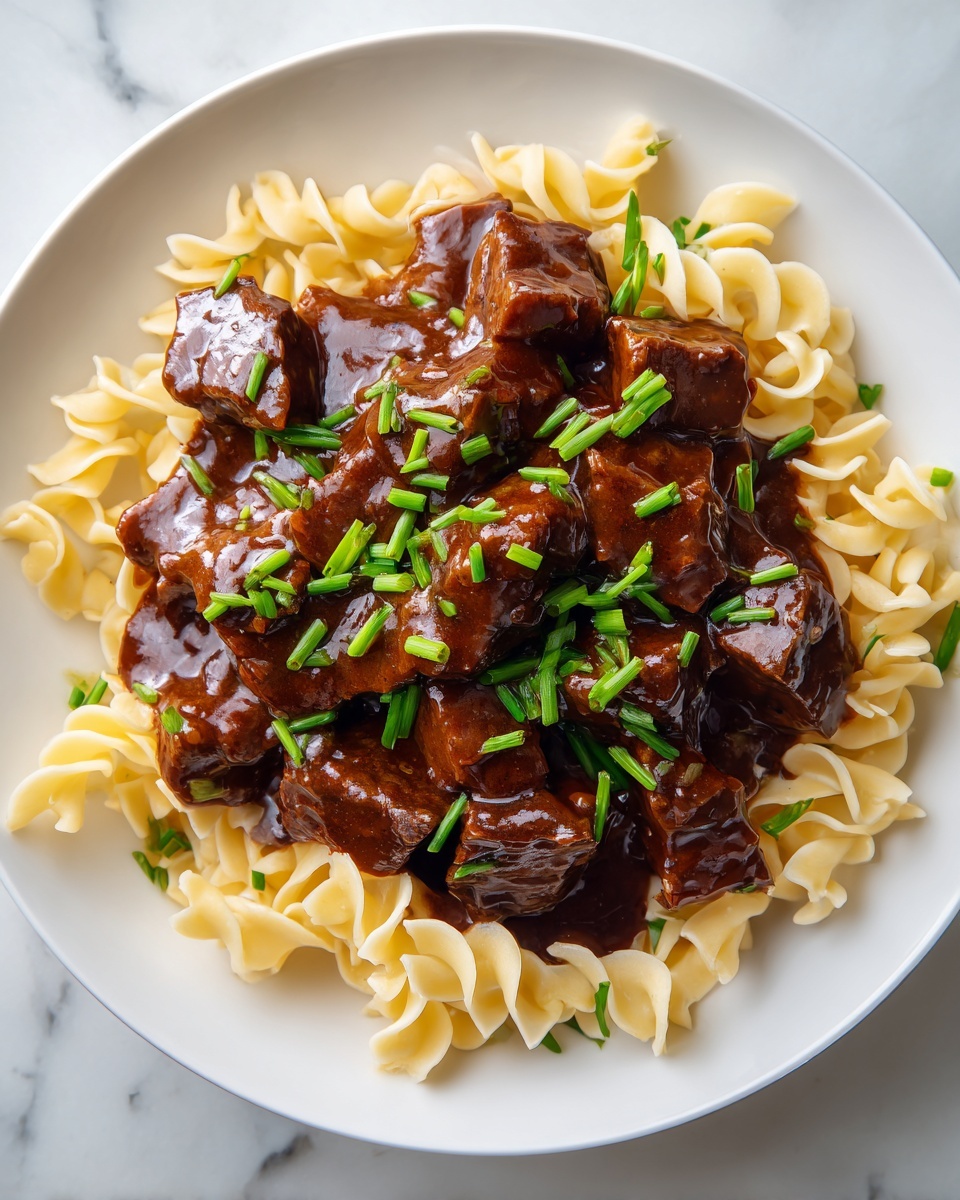 Crockpot Beef Tips & Noodles Recipe - Recipe Image