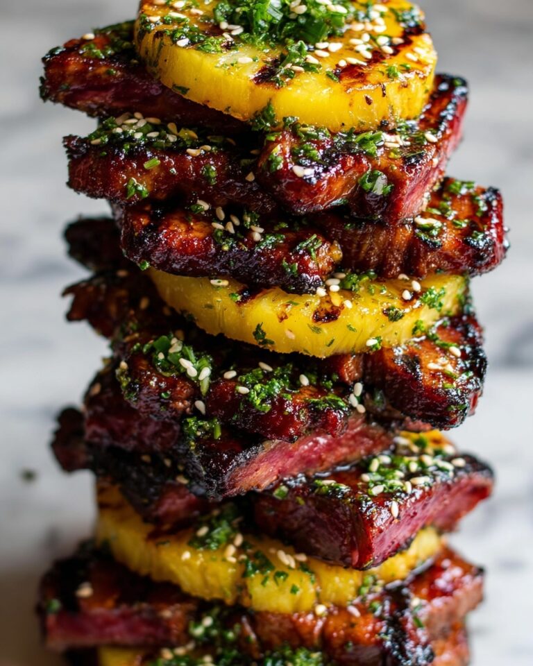 Teriyaki Beef & Pineapple Rice Stack Recipe