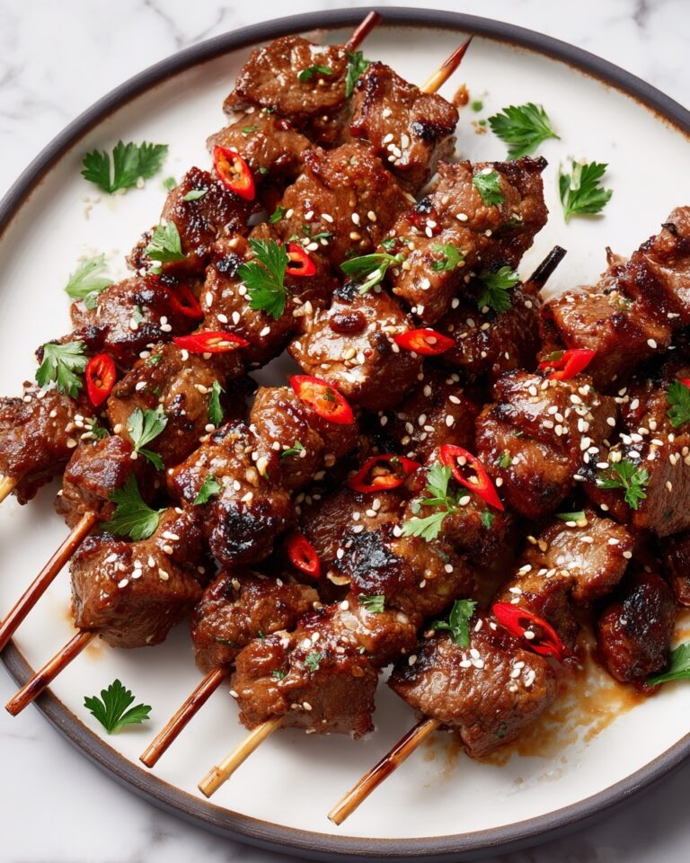 Asian Garlic Steak Skewers Recipe