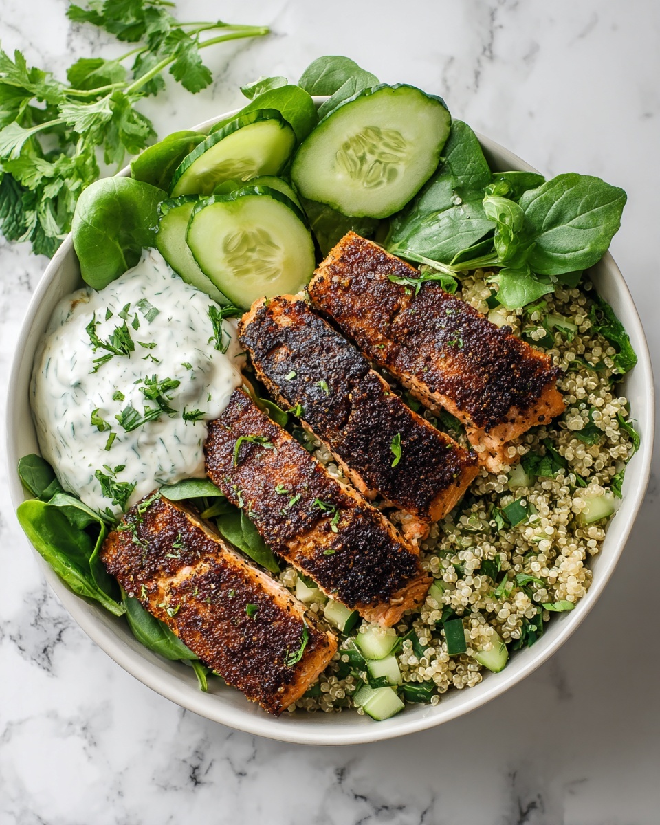 Honey Harissa Salmon Quinoa Bowls Recipe - Recipe Image