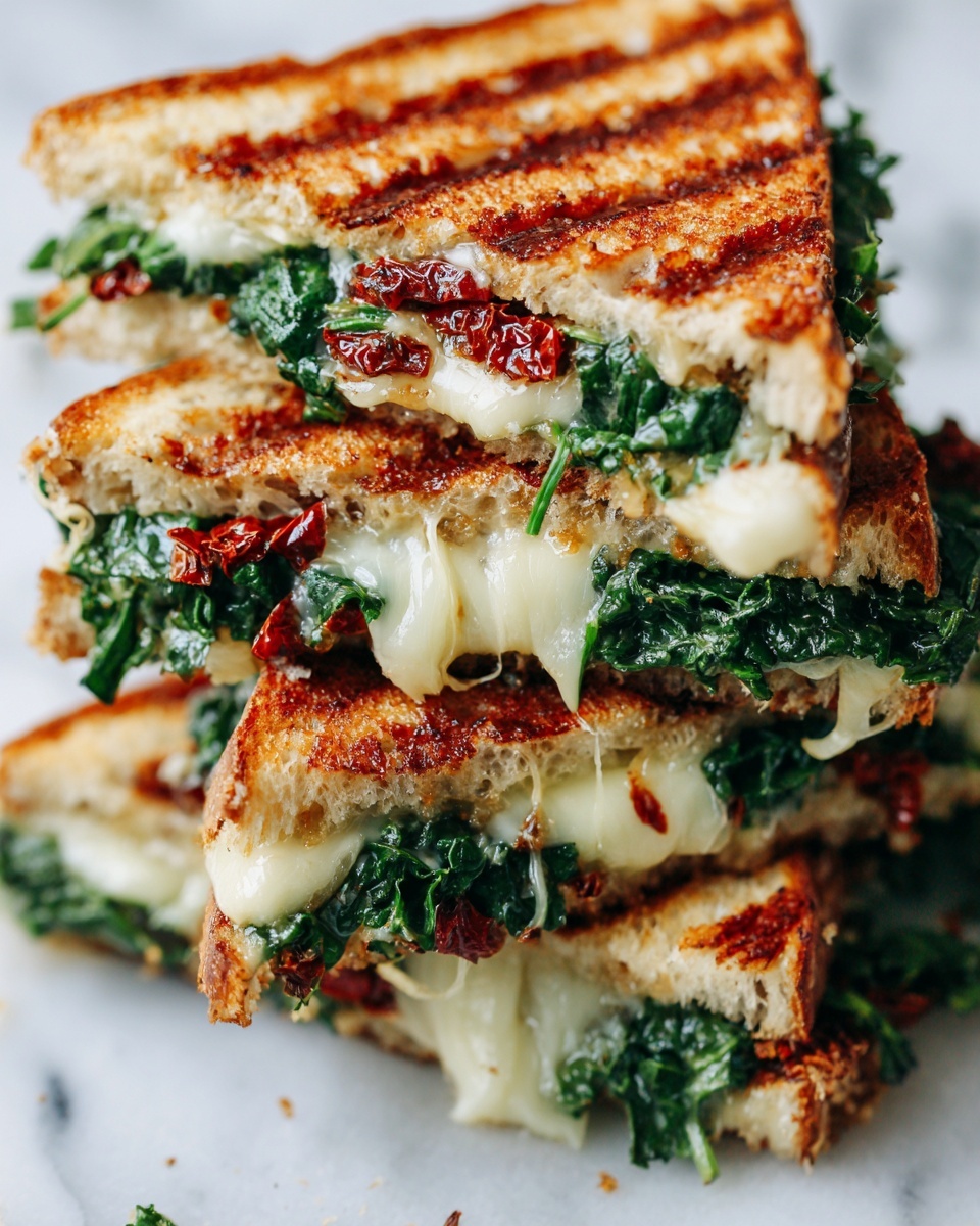 Sun-Dried Tomato, Spinach, and Ricotta Grilled Cheese Recipe - Recipe Image