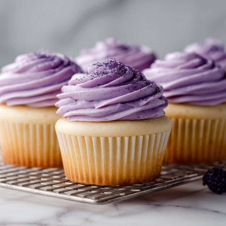 Lemon Poppy Seed Cupcakes with Blackberry Frosting Recipe