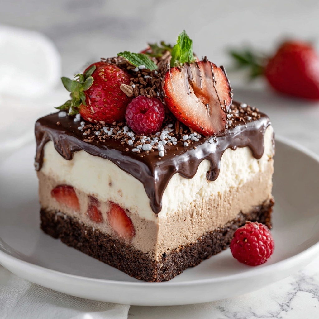 Decadent Strawberry Chocolate Fantasy Ice Cream Cake Recipe - Recipe Image
