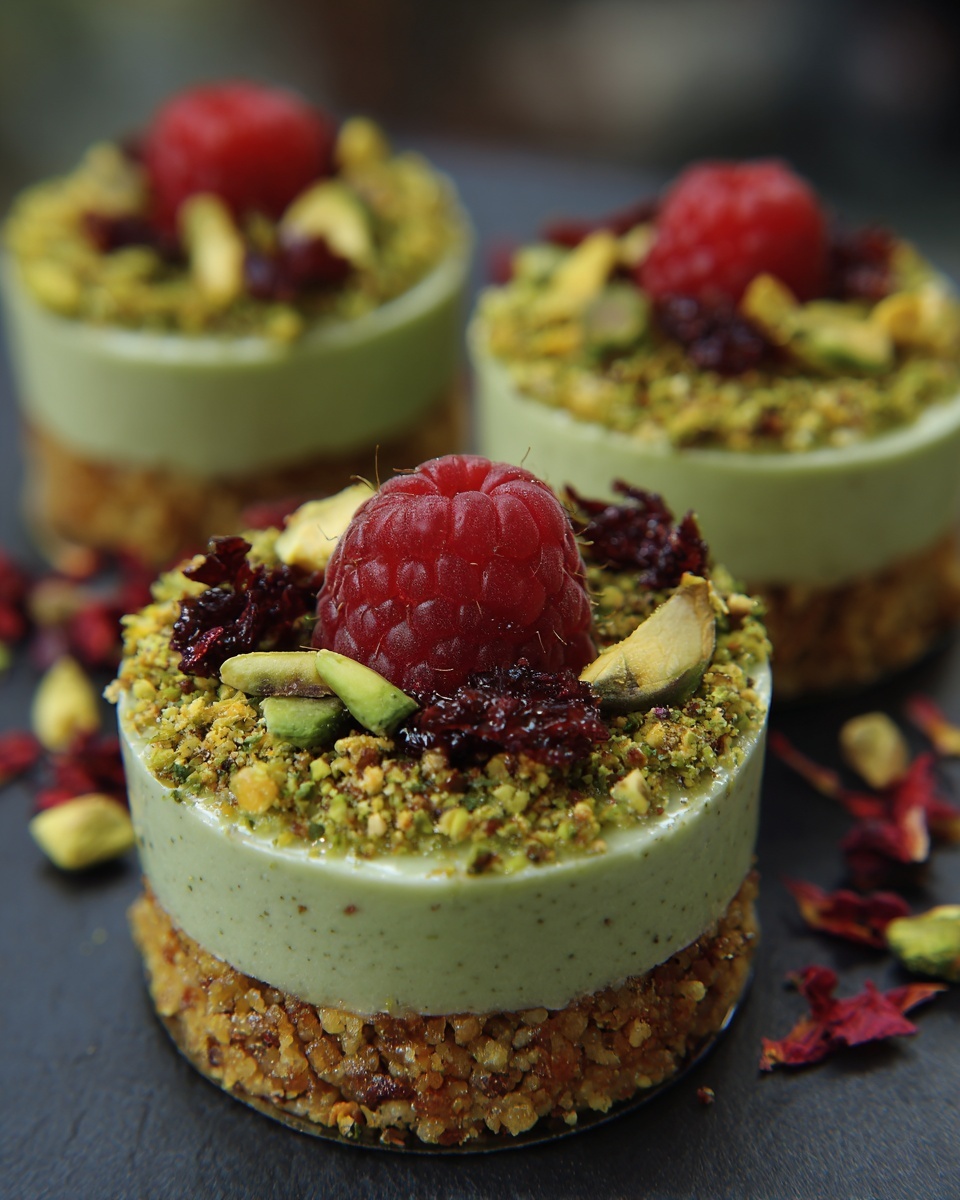 Pistachio & Raspberry Cheesecake Domes Recipe - Recipe Image