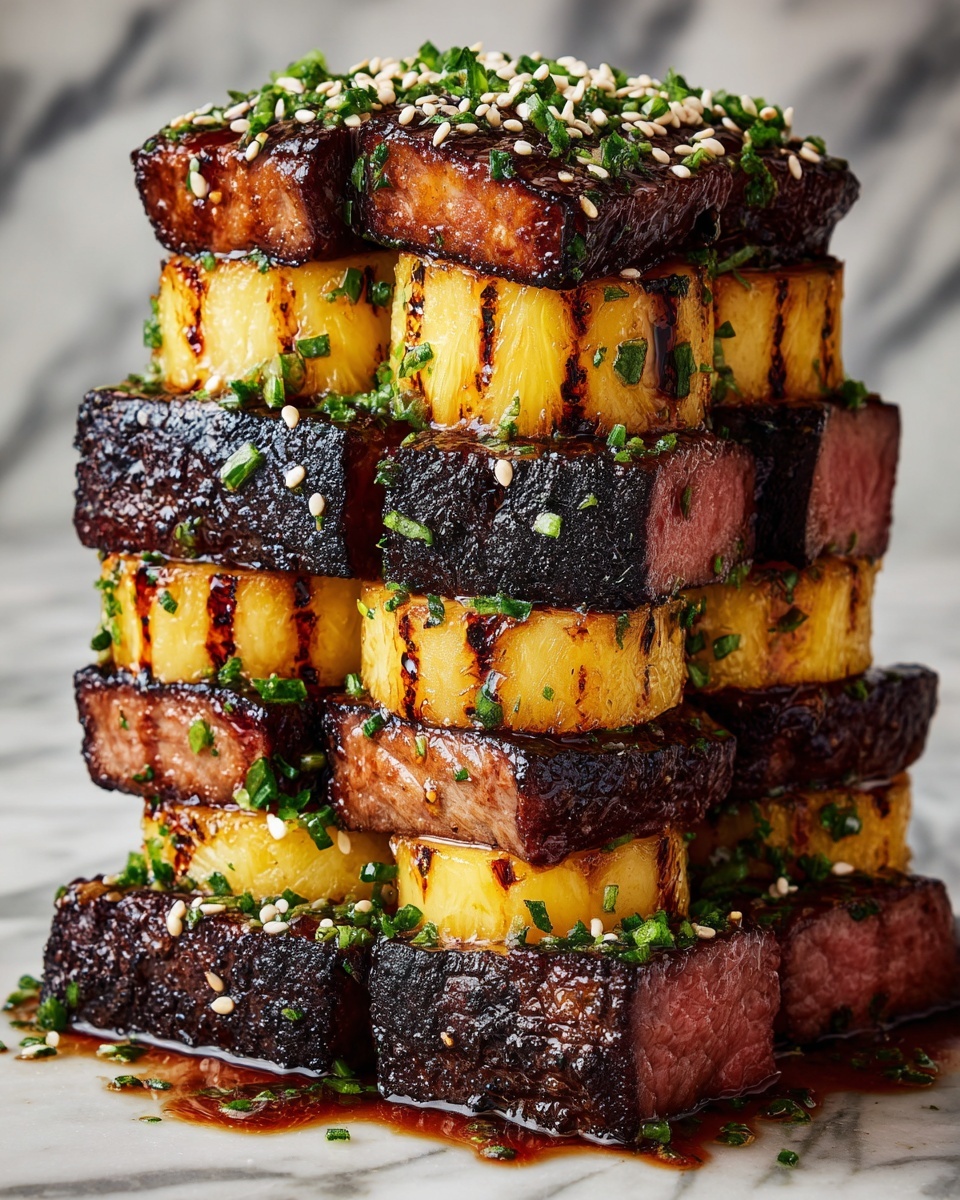 Teriyaki Beef & Pineapple Rice Stack Recipe - Recipe Image