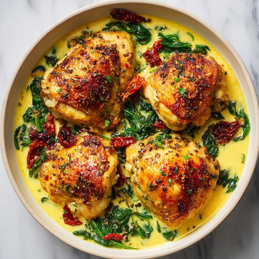 Smothered Baked Chicken with Creamed Spinach and Sun-Dried Tomatoes Recipe - Recipe Image