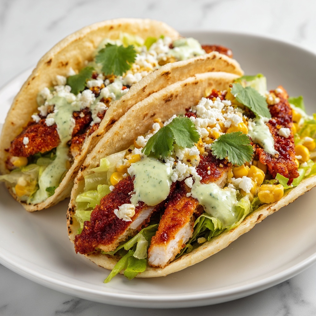 Fried Chicken Street Corn Tacos Recipe - Recipe Image