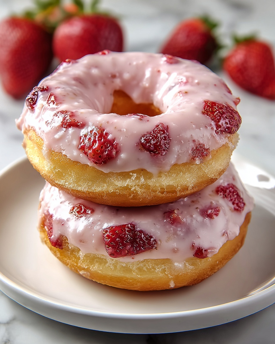 Strawberry Cake Donuts Recipe - Recipe Image