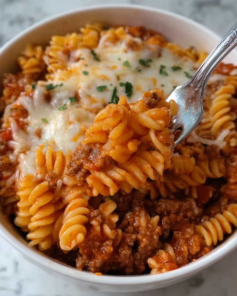Ground Beef Casserole with Tomato, Pasta, and Cheddar Recipe - Recipe Image