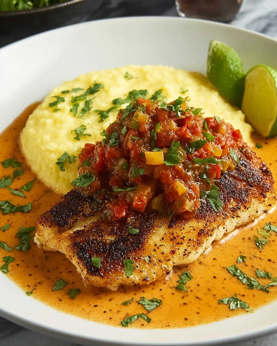 Blackened Fish and Cheese Grits: A Classic Southern Spicy Fish Dish Recipe - Recipe Image