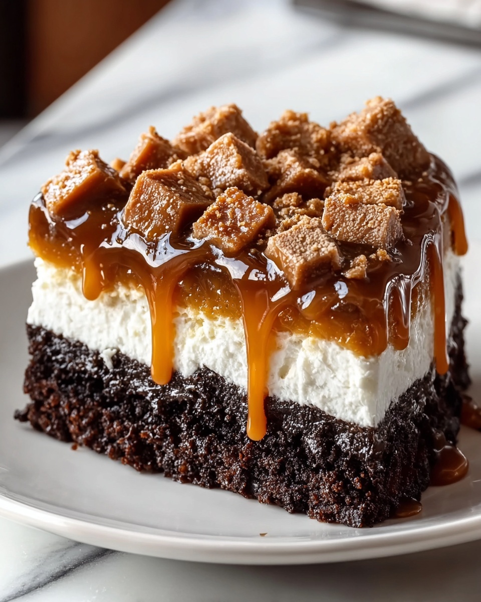 Butterfinger Candy Bar Poke Cake Recipe - Recipe Image