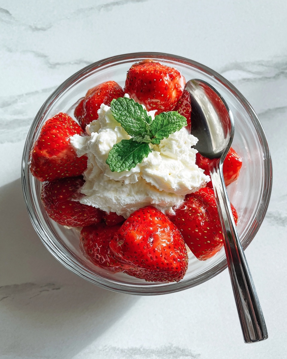 Strawberries with Mint-Infused Cream Recipe - Recipe Image