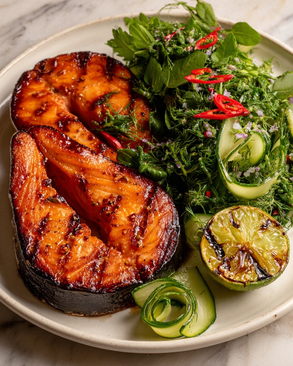 Soy Salmon Steak with Sambal Salad Recipe - Recipe Image