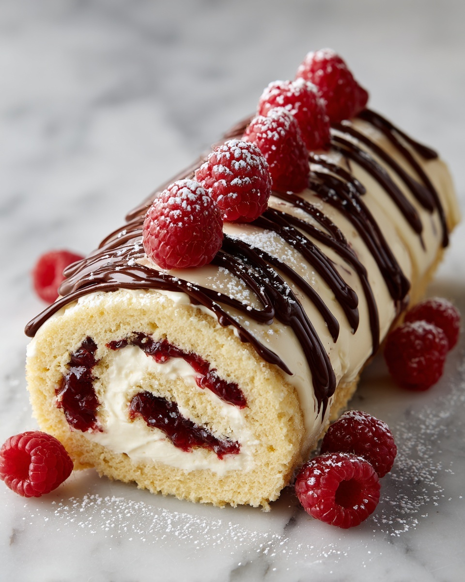Raspberry and Chocolate Ganache Yule Log Recipe - Recipe Image