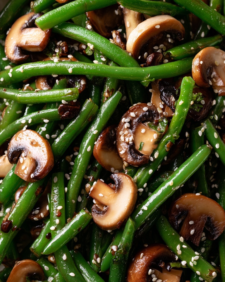 Teriyaki Green Beans with Mushrooms and Shallots Recipe - Recipe Image