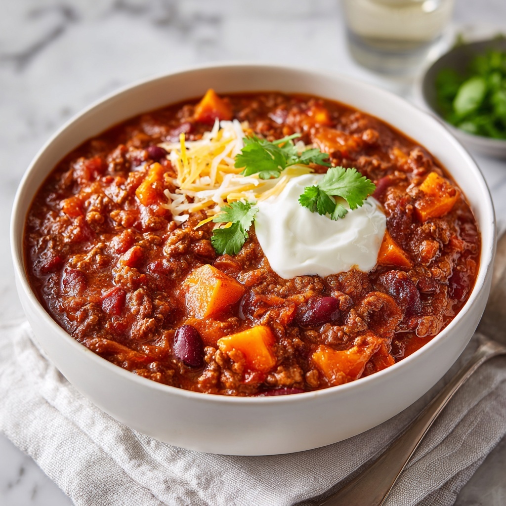 Three-Bean Sweet Potato Chili Recipe - Recipe Image