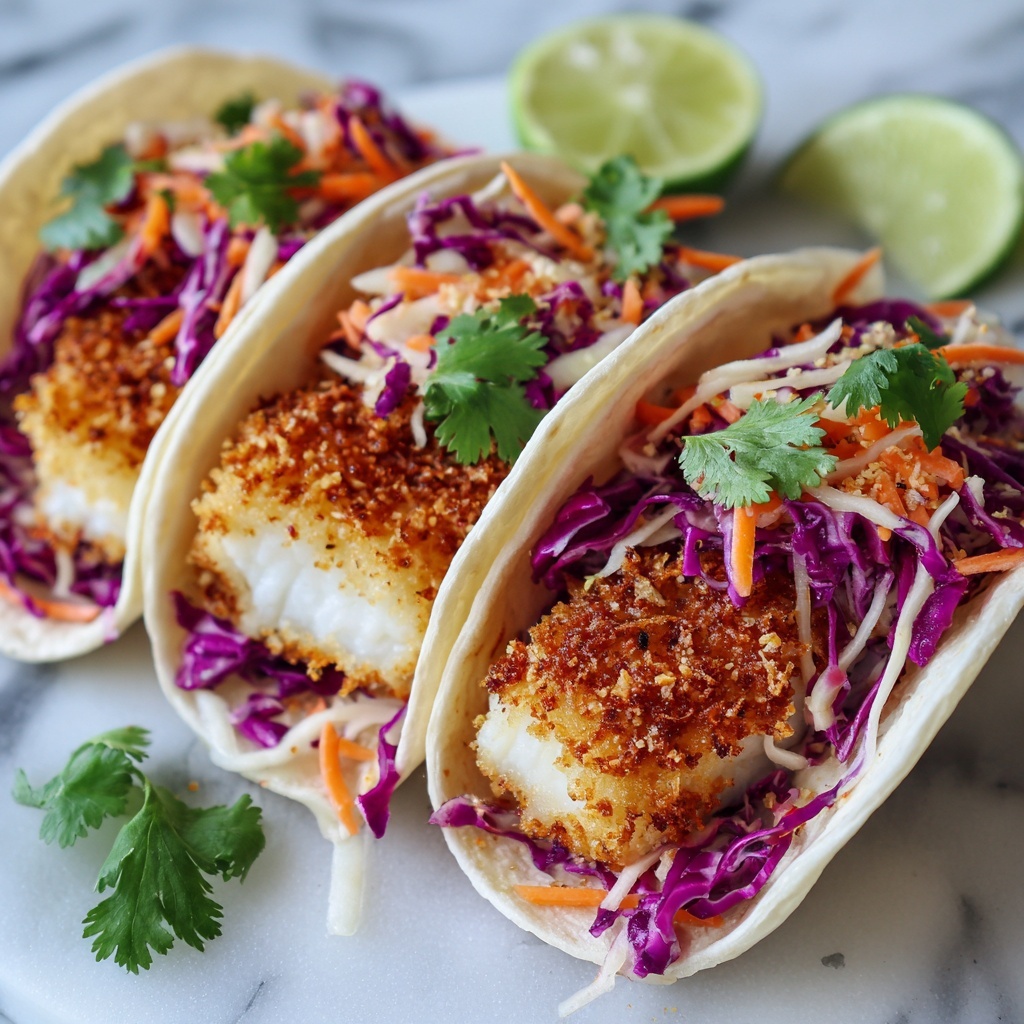 Crispy Fish Tacos with Cilantro Lime Slaw Recipe - Recipe Image