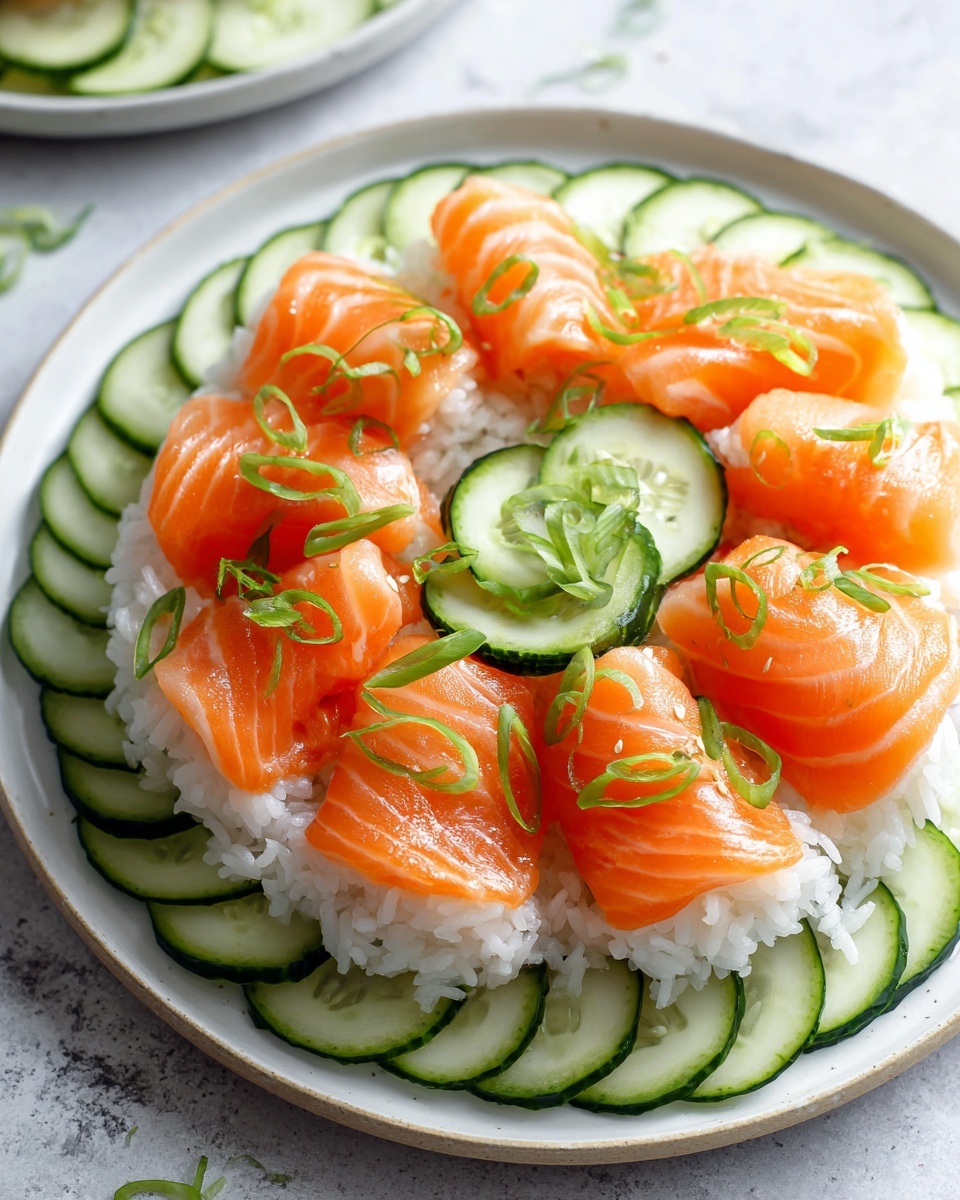 Crispy Rice Salmon Cucumber Salad with Creamy Asian Dressing Recipe - Recipe Image