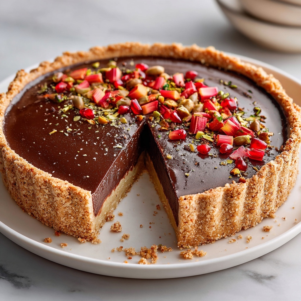 Roasted Rhubarb Chocolate Tart Recipe - Recipe Image