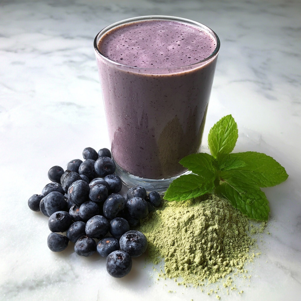 Wild Blueberry Vanilla Matcha Smoothie Recipe - Recipe Image