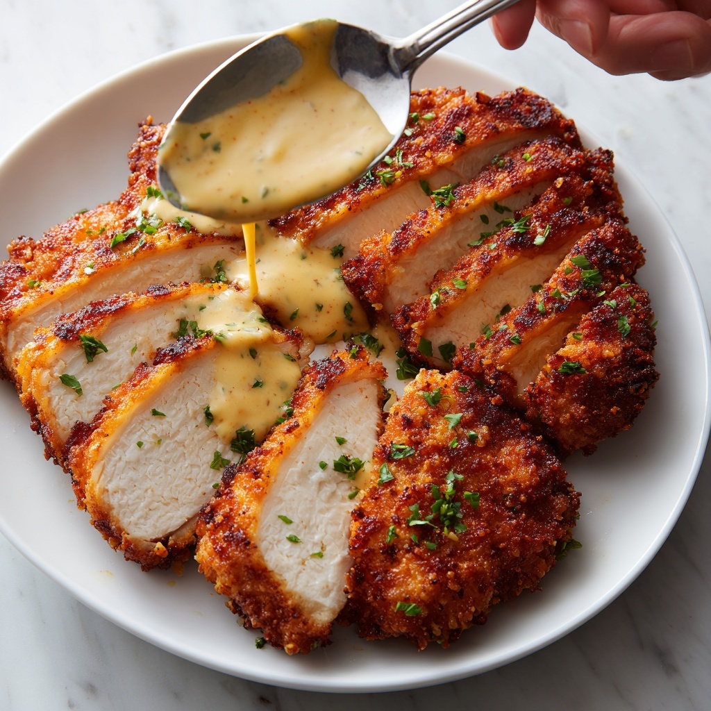 Parmesan Crusted Chicken with Creamy Garlic Sauce Recipe - Recipe Image