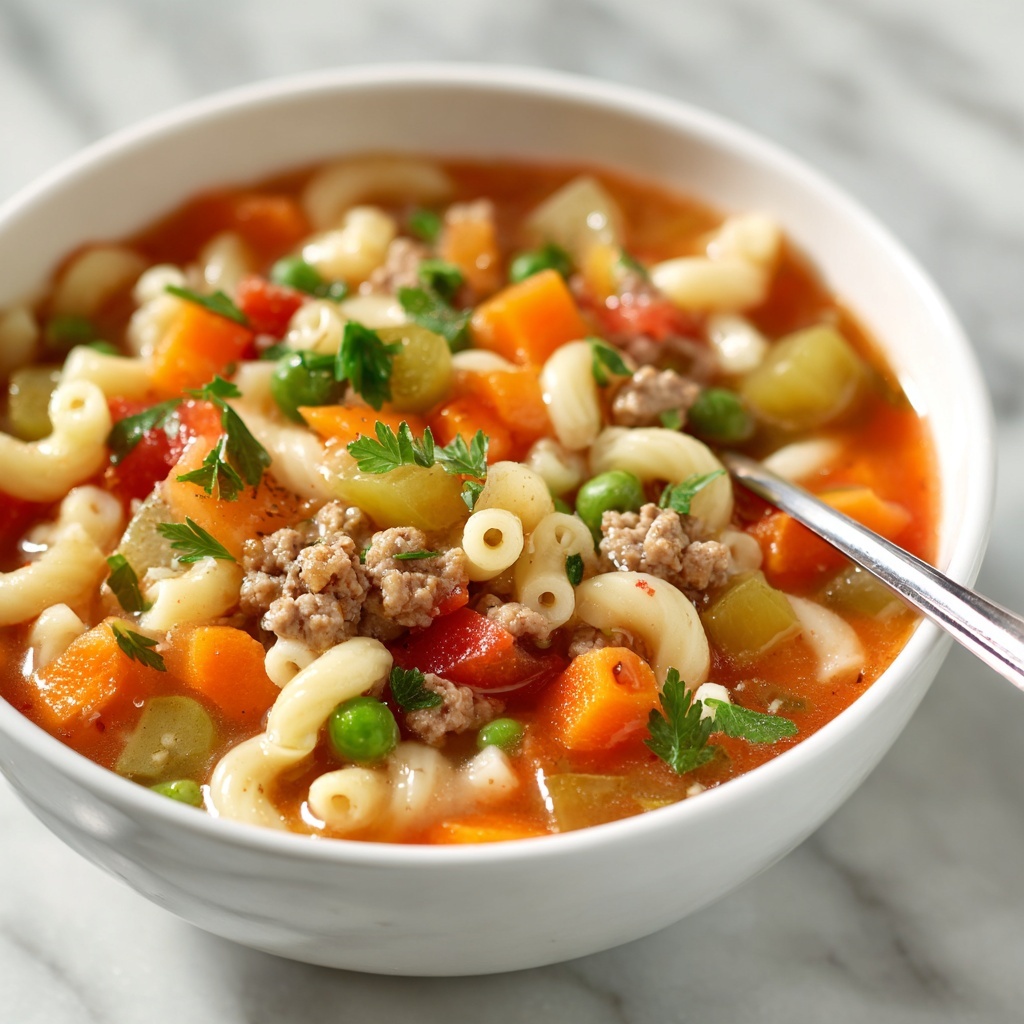 Beef and Macaroni Soup Recipe - Recipe Image