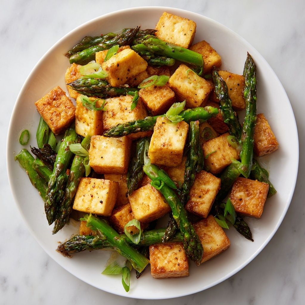 Miso-Chile Asparagus with Crispy Tofu Recipe - Recipe Image