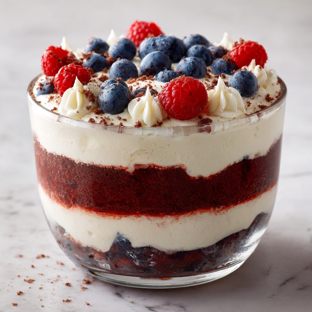 Red Velvet Trifle with White Chocolate Pudding and Mixed Berries Recipe - Recipe Image