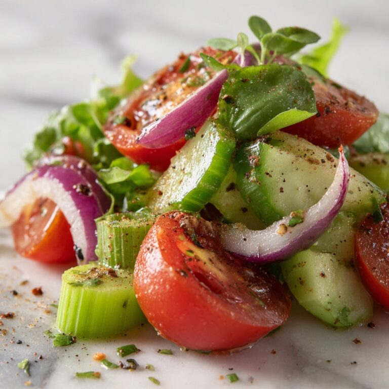 Fresh & Tangy Marinated Cucumber, Onion, and Tomato Salad Recipe