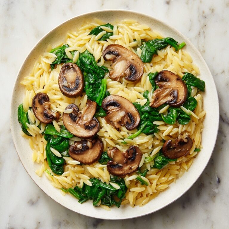 Easy Orzo Pasta with Mushrooms & Spinach Recipe