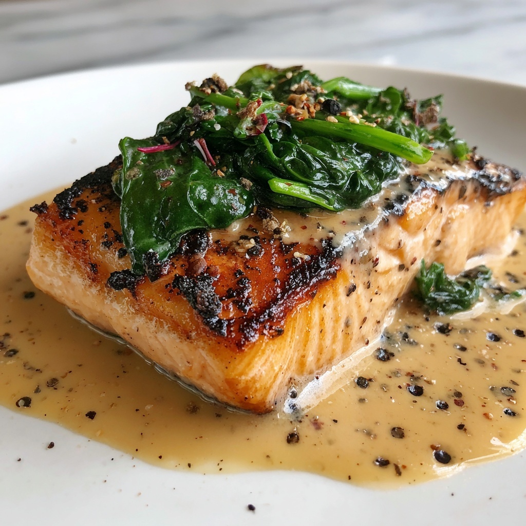 Pan-Seared Salmon with Creamy Florentine Sauce Recipe - Recipe Image