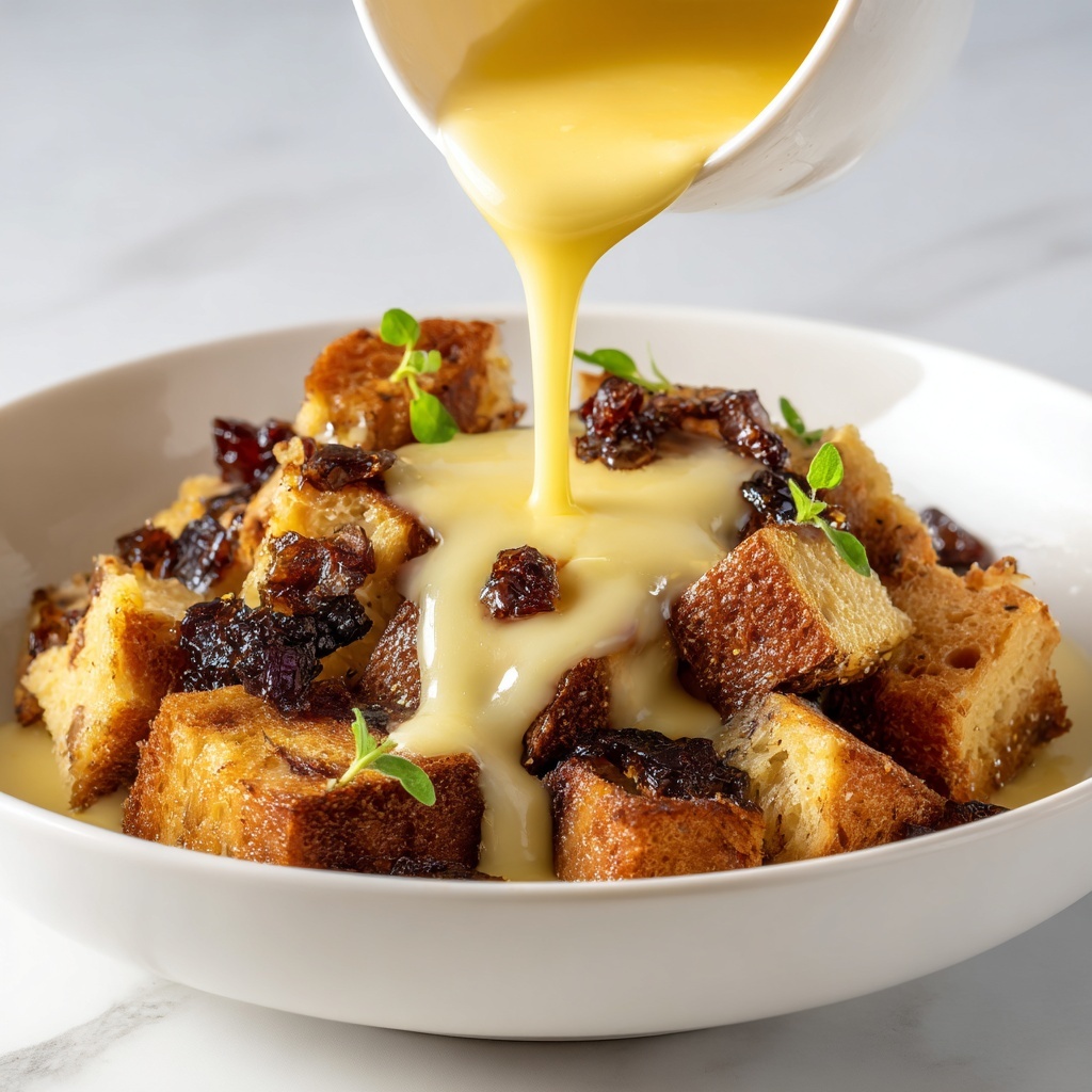 Cozy Family Bread Pudding with Vanilla Sauce Recipe - Recipe Image