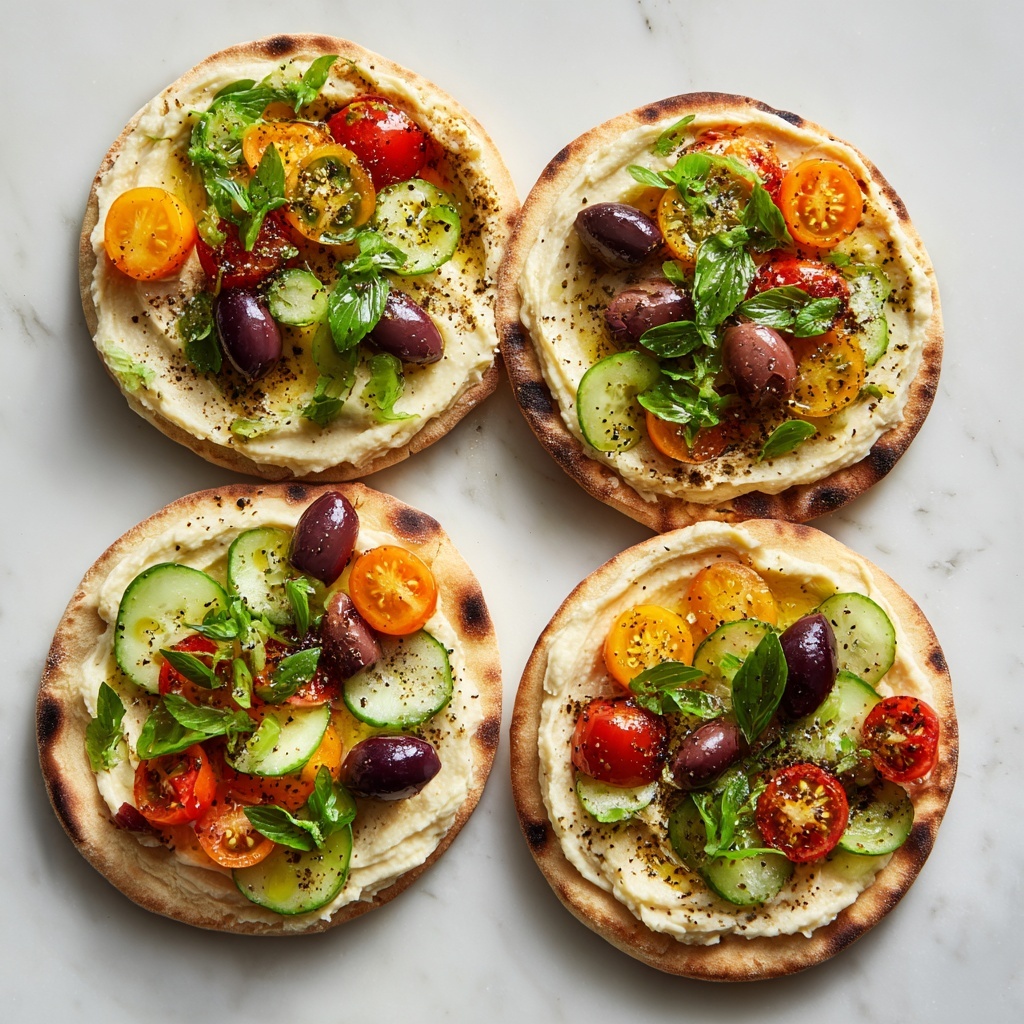 Greek Salad Naan Bites with Hummus Recipe - Recipe Image