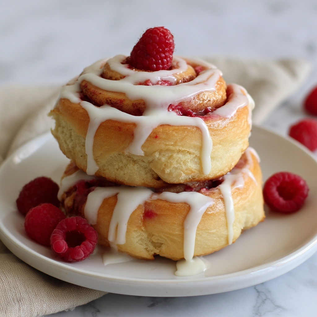 Raspberry Cinnamon Rolls with Lemon Glaze Recipe - Recipe Image