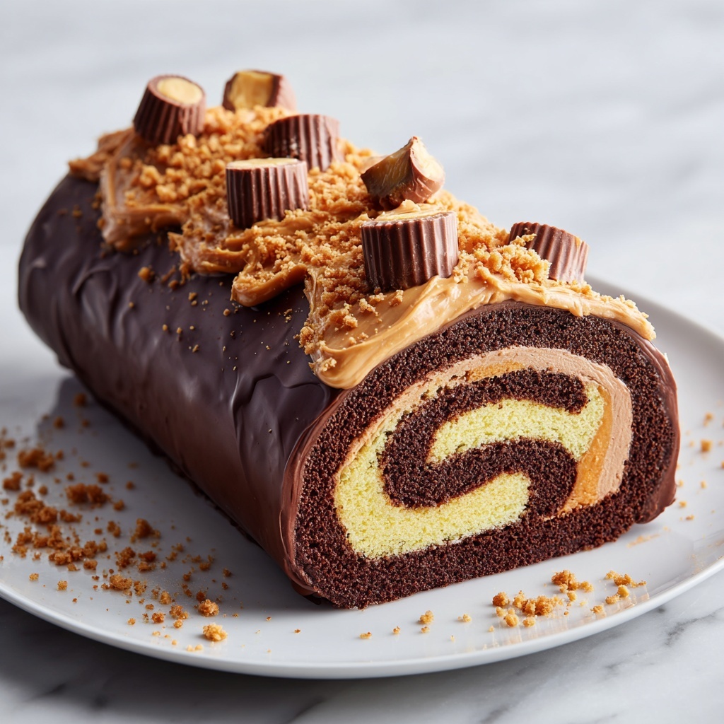 Decadent Chocolate Peanut Butter Cake Roll Recipe - Recipe Image