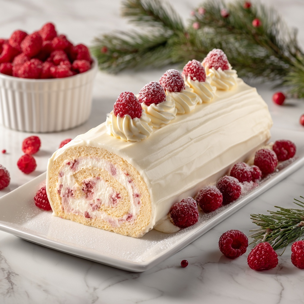 Christmas Raspberry Cake Roll Recipe - Recipe Image