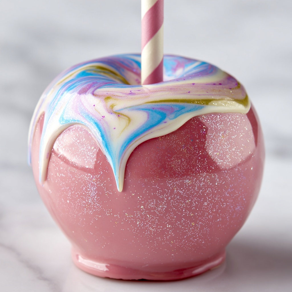 Cotton Candy Swirl Candy Apples Recipe - Recipe Image