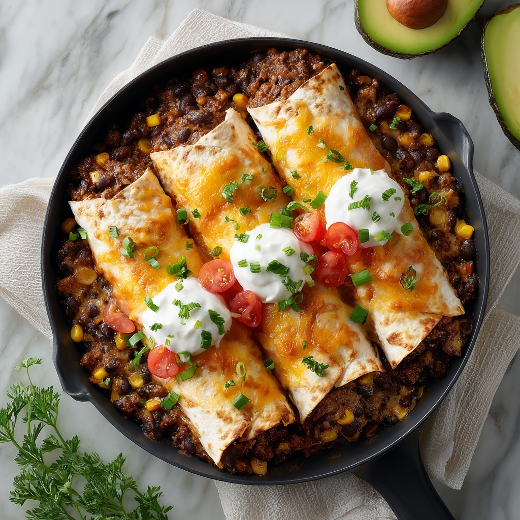 Beef Skillet Enchiladas (Easy One-Pan Recipe) Recipe - Recipe Image