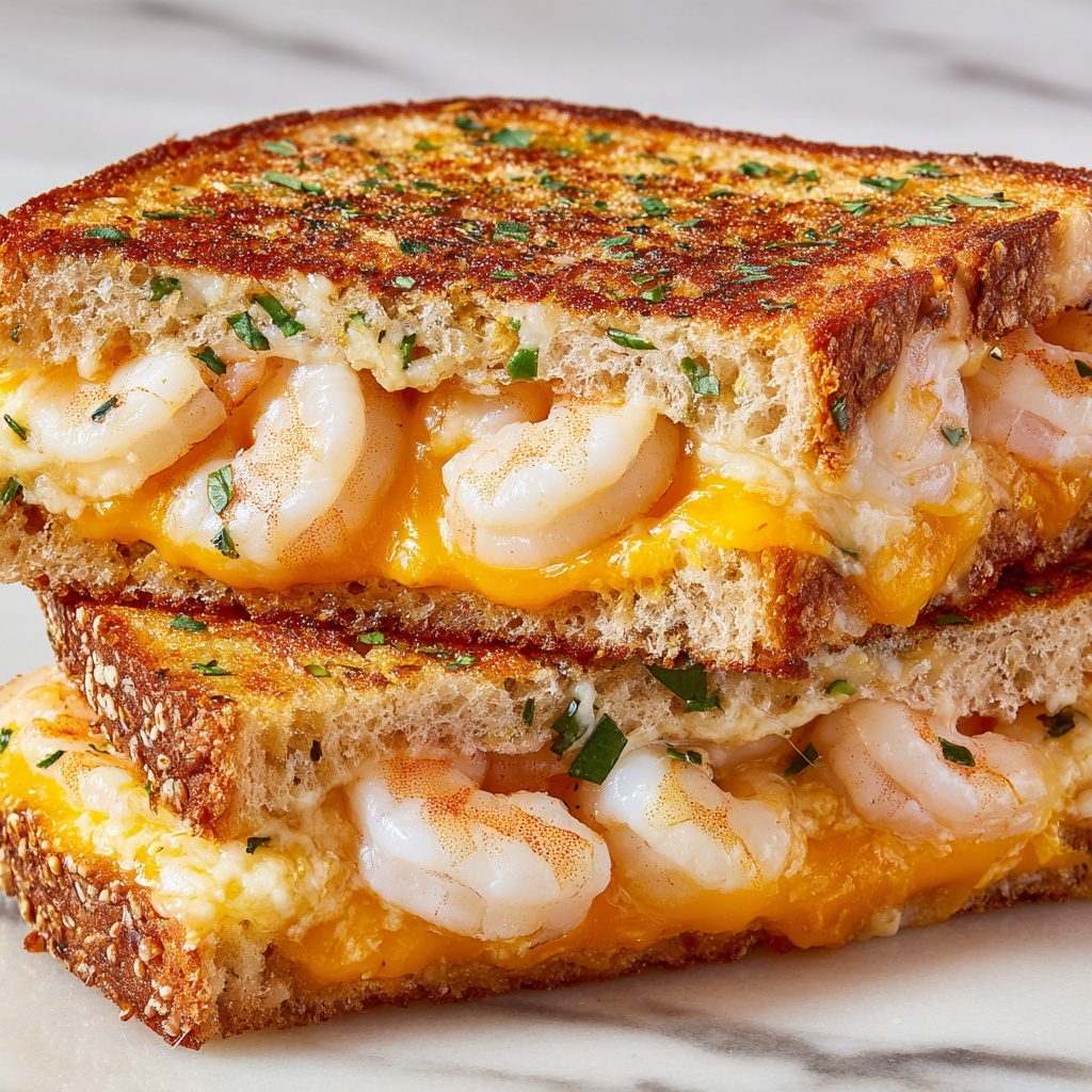 Shrimp Grilled Cheese with Garlic Bread Recipe - Recipe Image