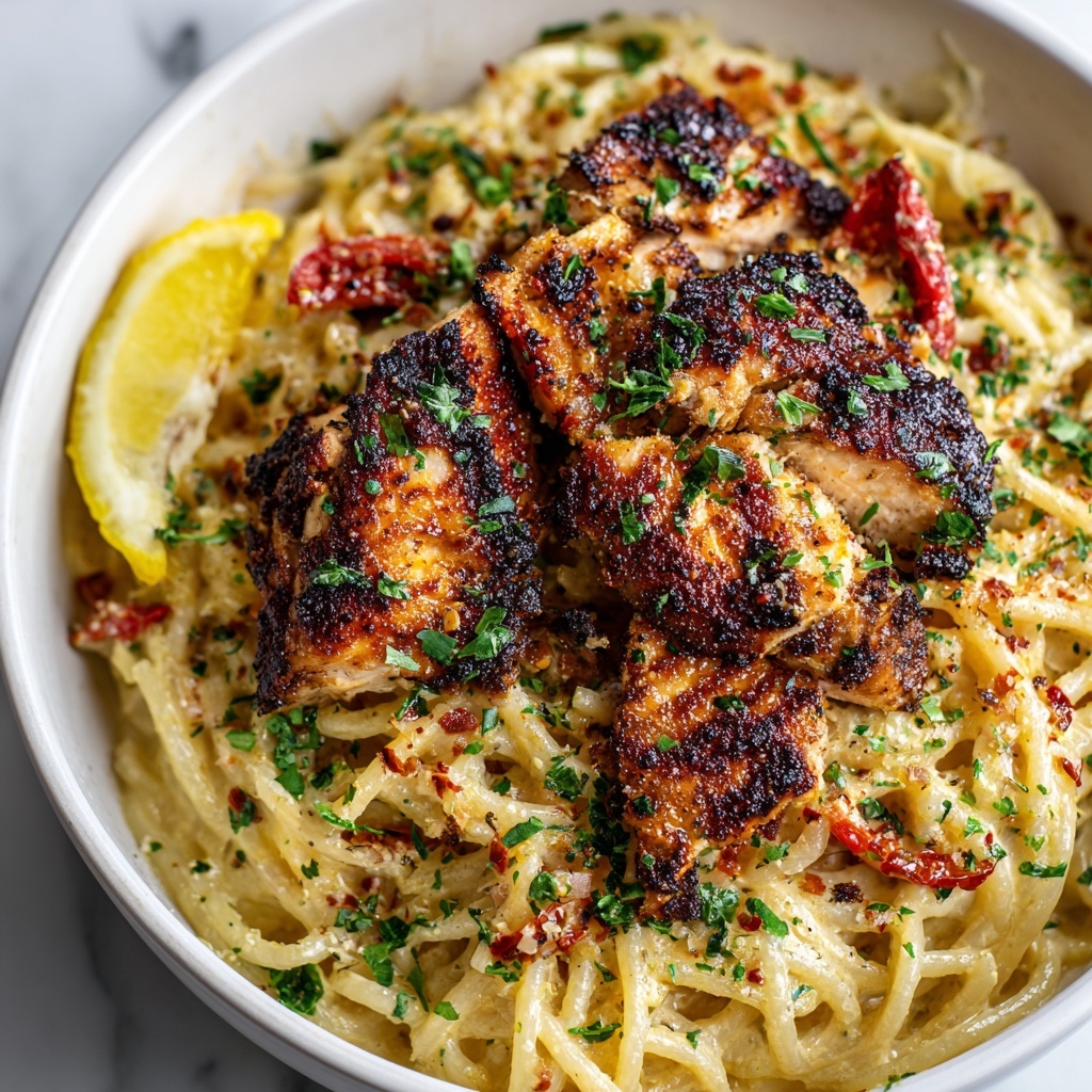 Garlic Butter Chicken Bites with Lemon Parmesan Linguine Recipe - Recipe Image