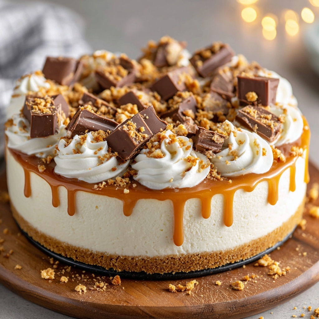 No-Bake Snickers Cheesecake Recipe - Recipe Image