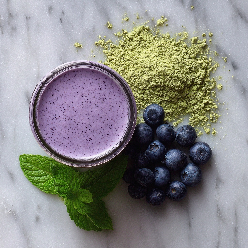 Wild Blueberry Vanilla Matcha Smoothie Recipe - Recipe Image