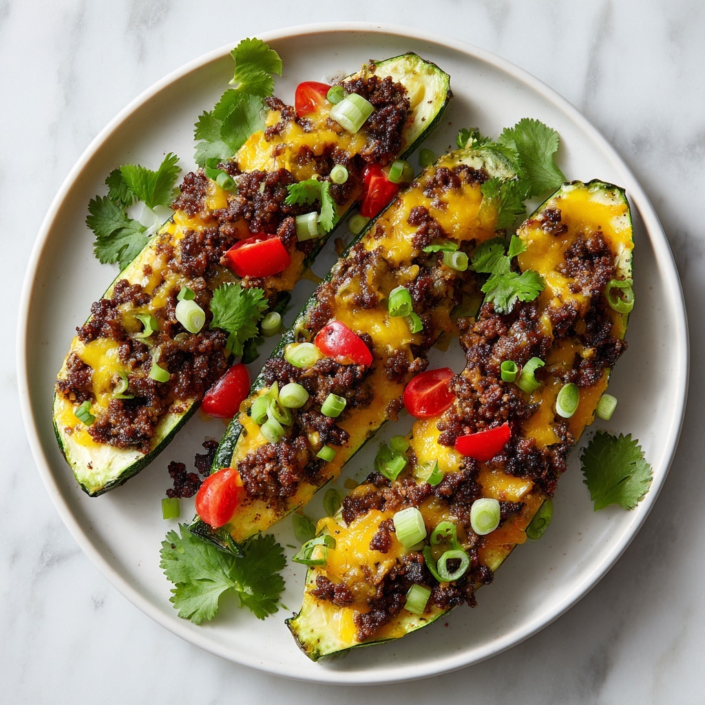 Ground Turkey Taco Stuffed Zucchini Boats Recipe - Recipe Image
