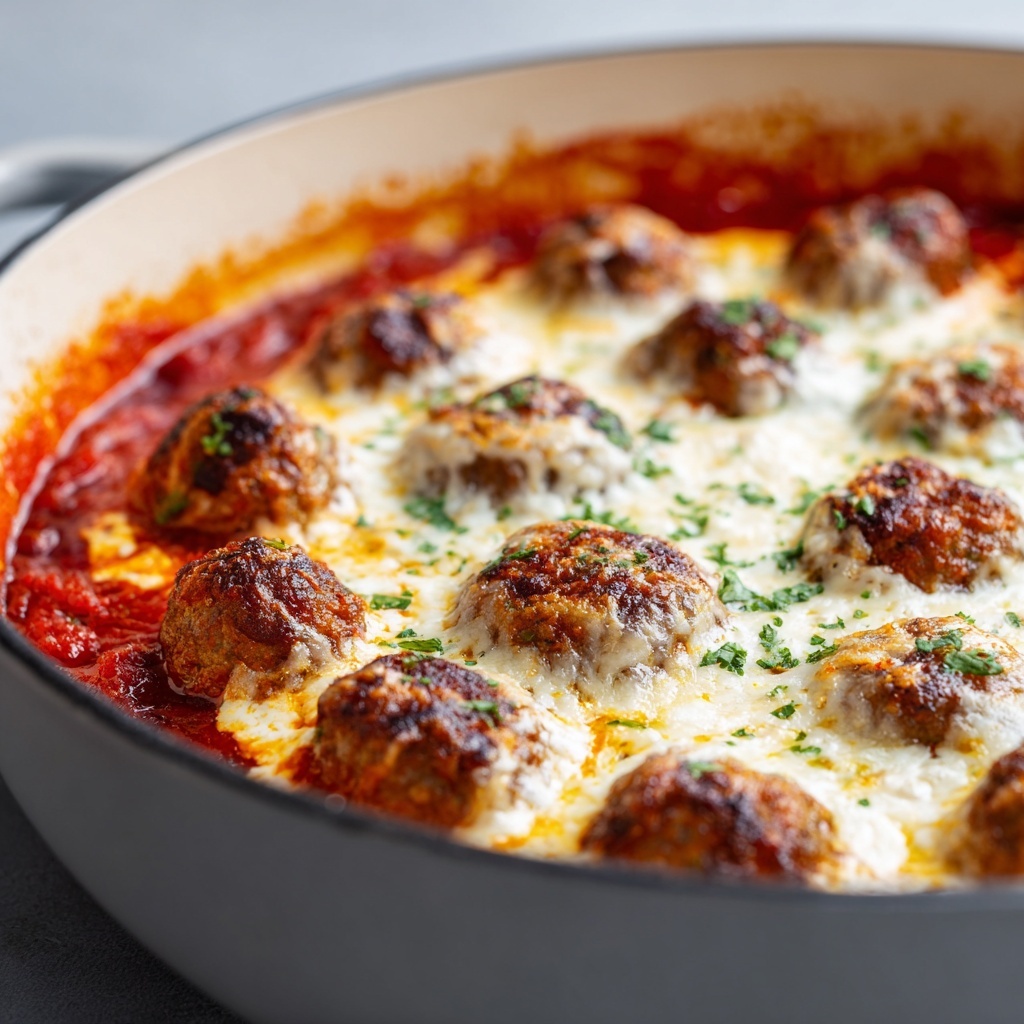 Cheesy Baked Meatball Casserole Recipe - Recipe Image